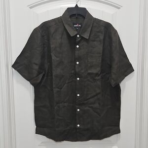 American Giant Men's Linen Button Up Collared Shirt